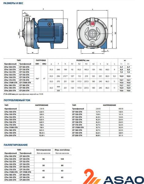 Центробежный насос Pedrollo CP 132 - ST4